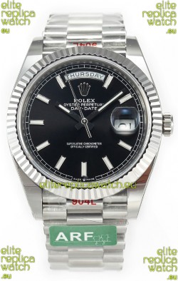 Rolex Day Date Presidential Stainless Steel Black Dial Watch 40MM - 1:1 Mirror Quality