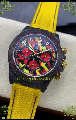 Rolex Daytona DiW Military Yellow Edition Watch - Forged Cabon Casing 1:1 Mirror Replica