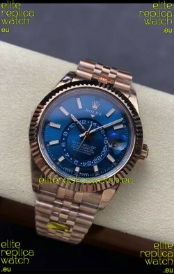 Rolex Sky-Dweller REF# 336935 Blue Dial Watch in Rose Gold 904L Steel Case 1:1 Mirror Replica