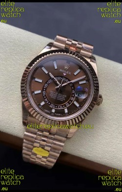 Rolex Sky-Dweller REF# 336935 Brown Dial Watch in Rose Gold 904L Steel Case 1:1 Mirror Replica
