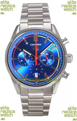Tag Heuer Carrera Chronograph 42 Swiss Quartz Replica Watch Blue Dial Steel Strap 