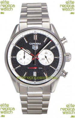 Tag Heuer Carrera Chronograph 43 Swiss Quartz Replica Watch Black Dial Steel Strap
