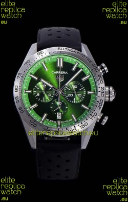 Tag Heuer Carrera Swiss Quartz Movement Replica Watch in Green Dial - Black Rubber Strap