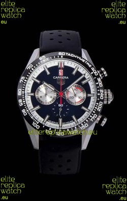 Tag Heuer Carrera Swiss Quartz Movement Replica Watch in Black Dial - Black Rubber Strap