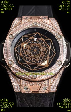 Hublot Big Bang Sang Bleu 45MM Stainless Steel Diamonds Edition Swiss Replica Watch