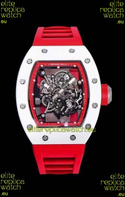 Richard Mille RM055 Ceramic Casing 1:1 Mirror Replica Watch in Red Strap 