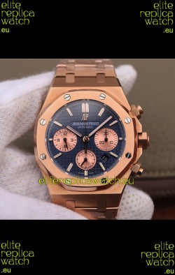 Audemars Piguet Royal Oak Chronograph Blue Dial Rose Gold on 904L Steel - 1:1 Mirror Replica