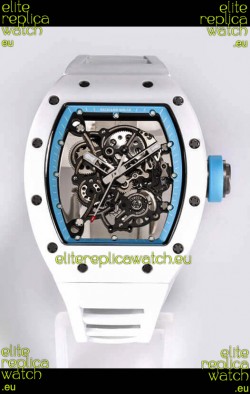 Richard Mille RM055 White Ceramic Casing 1:1 Mirror Replica Watch in White Strap