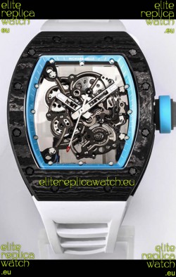 Richard Mille RM055 Black Carbon Casing 1:1 Mirror Replica Watch in White Strap