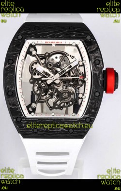 Richard Mille RM055 Black Carbon Casing 1:1 Mirror Replica Watch in White Strap
