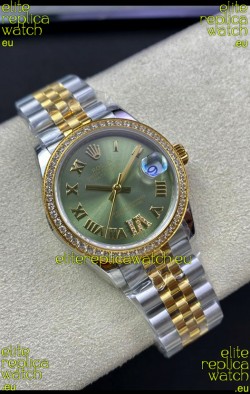 Rolex Datejust M278383RBR 31MM Swiss Replica in 904L Steel 2 Tone Yellow Gold Green Dial 1:1 Quality