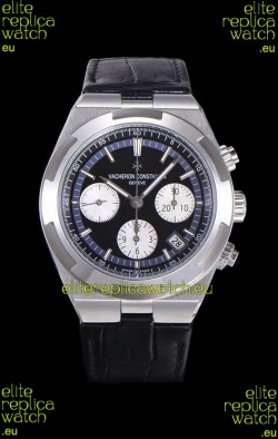 Vacheron Constantin Overseas Chronograph Black Dial Swiss Replica Watch - Leather Strap