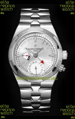 Vacheron Constantin Overseas Dual Time 1:1 Mirror Swiss Replica Watch in Steel Dial 