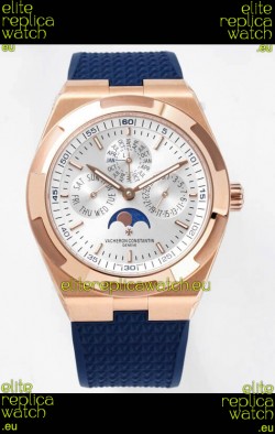 Vacheron Constantin Overseas Perpetual Calendar Ultra-Thin Steel Dial Rose Gold Casing Replica