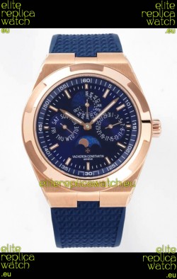 Vacheron Constantin Overseas Perpetual Calendar Ultra-Thin Blue Dial Rose Gold Casing Replica