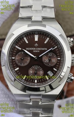 Vacheron Constantin Overseas Chronograph Brown Dial Swiss Replica Watch - Stainless Steel Strap