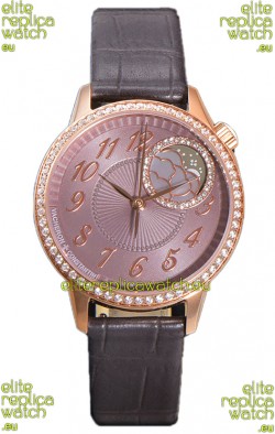 Vacheron Constantin Egerie Muse Moonphase Rose Gold Casing in Brown Dial Swiss Replica