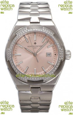 Vacheron Constantin Overseas Steel Casing Pink Dial 35MM Swiss Replica Watch 