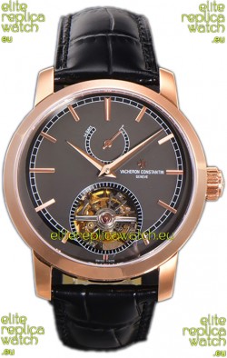Vacheron Constantin Traditionelle 14-Day Tourbillon Grey Dial Rose Gold 1:1 Mirror Replica Watch 
