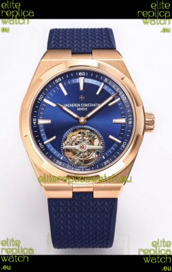 Vacheron Constantin Overseas Tourbillon Rose Gold in Blue Dial Rubber Strap 1:1 Mirror Replica