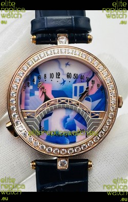 Van Cleef & Arpels Lady Arpels Pont des Amoureux in Rose Gold Dark Blue Strap