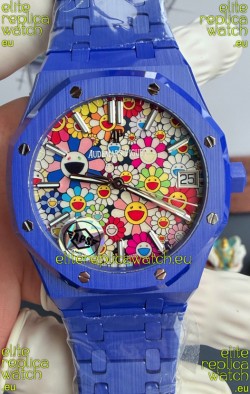 Audemars Piguet Super Clone Royal Oak Blue Ceramic Watch in Sun-Flower Dial 