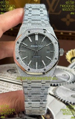 Audemars Piguet White Gold Plating Royal Oak Frosted 37MM Grey Dial Watch 