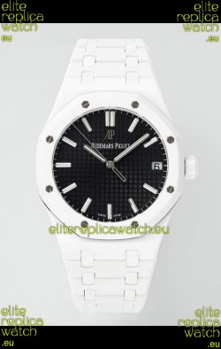 Audemars Piguet Royal Oak 15500 White Ceramic Super Clone Black Dial Watch 