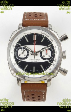 Breitling Top Time Super Clone Chronograph Brown Leather Strap Watch 