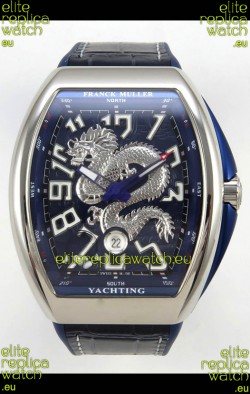 Franck Muller Vanguard Super Clone Yachting Dragon V45 Blue Dial Stainless Steel Case Watch 