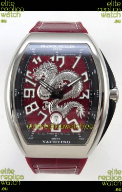 Franck Muller Vanguard Super Clone Yachting Dragon V45 Red Dial Stainless Steel Case Watch 