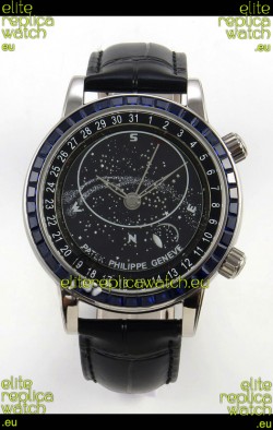 Patek Philippe Grand Complications 6102 Black Dial Blue Diamonds Swiss Replica Watch 