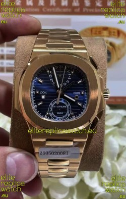 Patek Philippe Nautilus 5990R Rose Gold on 904L Steel Case in Blue Dial - 1:1 Mirror Replica
