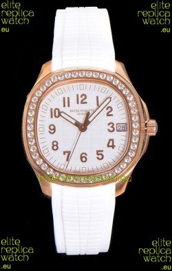 Patek Philippe Super Clone Aquanaut Rose Gold White Dial 38.5MM Watch 