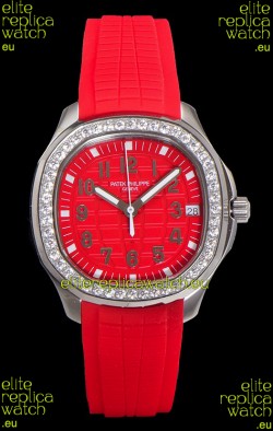 Patek Philippe Super Clone Aquanaut Stainless Steel Red Dial 38.5MM Watch 