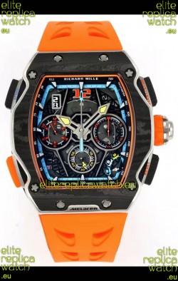 Richard Mille Super Clone RM65-01 Carbon Casing Replica Watch in Orange Strap 