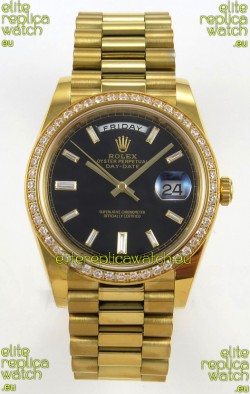 Rolex Day Date Super Clone Black Dial 40MM 220 Grams Swiss Replica watch 