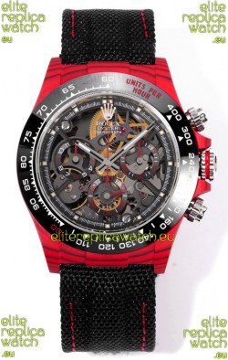 Rolex Daytona Blaken Red Carbon 1:1 Swiss Mirror Replica Skeleton Dial Cal.4130 Movement