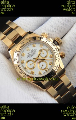 Rolex Daytona Japanese Movement Gold Casing Replica Watch in White Dial