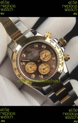 Rolex Daytona Japanese Movement Two Tone Gold Casing Watch in Pearl Dial 