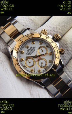 Rolex Daytona Japanese Movement Two Tone Gold Casing Watch in White Dial 