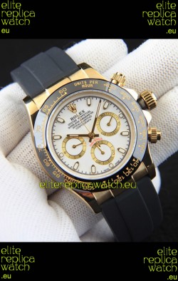 Rolex Daytona Japanese Movement Gold Casing Replica Watch in White Dial 