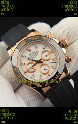Rolex Daytona Japanese Movement Gold Casing Replica Watch in White Dial 