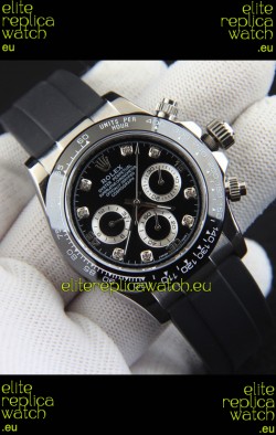 Rolex Daytona Japanese Movement Steel Casing Replica Watch in Black Dial