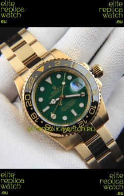Rolex GMT Masters II Rose Gold Plating Japanese Replica Watch Green Dial