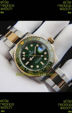Rolex GMT Masters II 2 Tone Rose Gold Plating Japanese Replica Watch Green Dial