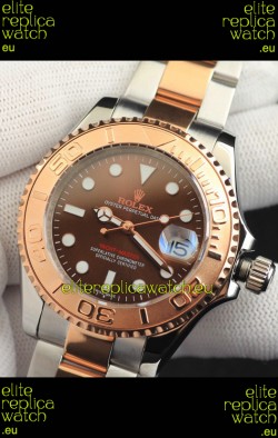 Rolex Yachtmaster Japanese Movement Watch in Two Tone Gold Casing - Light Brown dial 37MM
