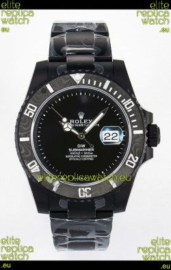 Rolex Submariner DiW DLC Coated Steel Casing Carbon Fiber Bezel Watch