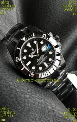 Rolex Submariner Blaken DLC Coated Swiss Replica Watch in Black Dial 
