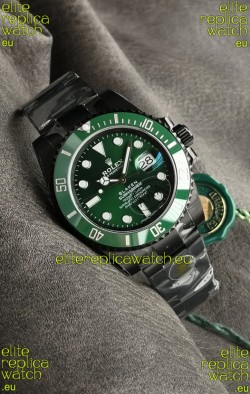 Rolex Submariner Blaken DLC Coated Swiss Replica Watch in Green Dial
